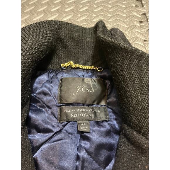 J. Crew Petite Lodge Coat Italian Stadium Cloth Wool Black K0897 Jacket Women 4P - Picture 4 of 10